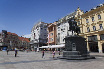 Croatia, Zagreb, Old Town, Ban Jelacic statue in the Square.