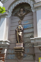 Croatia, Zagreb, Old Town, Christgian statues on religious buildings.