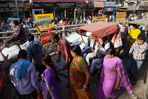 India, Delhi, Congested traffiic on Chandni Chowk in Delhi old city.