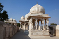India, Rajasthan, Bikaner, Royal Cenotaphs at Devikund near Bikaner.