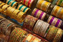 i, Uttar Pradesh, Varanasi, Display of bangles and bracelets in a shop on Dashaswmedh Ghat Road in Varanasi.
