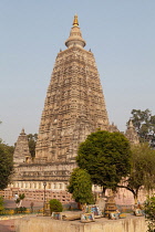 India, Bihar, Bodhgaya, Mahabodhi Temple at Bodhgaya.