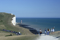 England, East Sussex, Beachy Head lighthouse viewed from the adjacent clifftop.