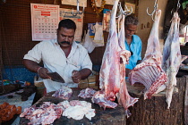 India, Kerala, Thiruvananthapuram, Butcher in Thiruvananthapuram.