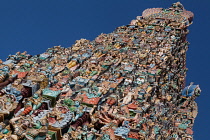 India, Tamil Nadu, Madurai, The south tower gopuram of the Sri Meenakshi Temple in Madurai.