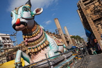 India, Tamil Nadu, Madurai, Statue of Nandi in Madurai.