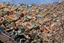 India, Tamil Nadu, Madurai, The south tower gopuram of the Sri Meenakshi Temple in Madurai.