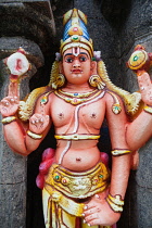 India, Tamil Nadu, Tiruchirappalli, Trichy, Statue of a hindu god at the Sri Ranganathaswamy Temple in Srirangam near Tiruchirappalli.