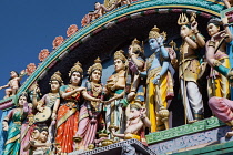 India, Karnataka, Hampi, Sculptures of hindu gods & deities at the Sri Murugan Temple near Hampi.