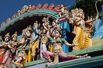 India, Karnataka, Hampi, Sculptures of hindu gods & deities at the Sri Murugan Temple near Hampi.