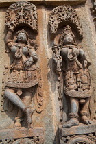 India, Karnataka, Belur, Sculptures & carvings at the Channakesava Temple in Belur.