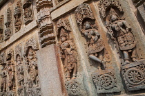 India, Karnataka, Belur, Sculptures & carvings at the Channakesava Temple in Belur.