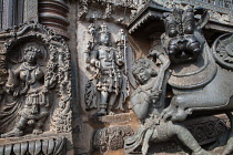 India, Karnataka, Belur, Sculptures & carvings at the Channakesava Temple in Belur.