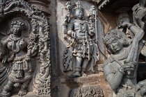 India, Karnataka, Belur, Sculptures & carvings at the Channakesava Temple in Belur.