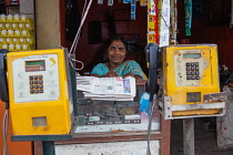 India, Karnataka, Hassan, Shop vendor in Hassan.