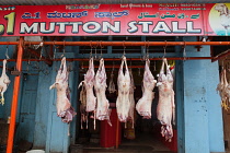 India, Karnataka, Mysore, Halal mutton stall in Mysore.