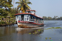 India, Kerala, Alleppey, Ferry on the backwaters at Alleppey.
