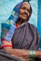 India, Karnataka, Bijapur, Portrait of an elderly woman from the old town of Bijapur.