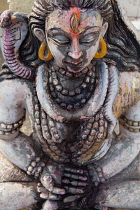 India, Madhya Pradesh, Omkareshwar, Stone statue of Shiva at Omkareshwar.