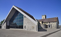 Ireland, County Mayo, Knock Shrine, Apparition Chapel with moden glass extension.