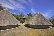 Ireland, County Clare, Craggaunowen, Living Past Experience, Reconstructed Crannog dwelling.