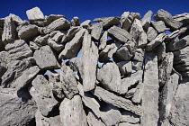 Ireland, County Clare, The Burren, Typical stone wall in the area.