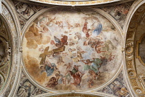 Italy, Campania, Naples, Painting on ceiling of Chiesa Del Gesu Nuovo, Piazza Del Gesu Nuovo.