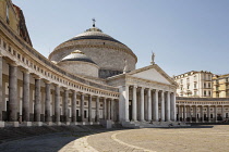 Italy, Campania, Naples, Piazza Del Plebiscito and San Francesco Di Paola Church.