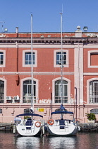 Italy, Campania, Naples, Yachts beside Lega Navale Italiana, Italian Naval League building.