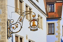 Germany, Bavaria, Rothenburg ob der Tauber, Wrought iron sign for Gasthof.