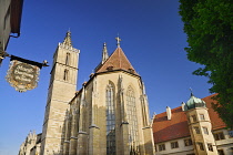 Germany, Bavaria, Rothenburg ob der Tauber, St Jakobs Kirche or St James Church, Exterior rear view.