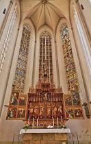 Germany, Bavaria, Rothenburg ob der Tauber, St Jakobs Kirche or St James Church, Main or Twelve Apostles altar.