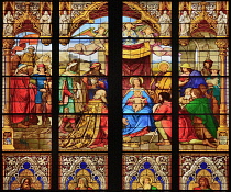 Germany, North Rhine Westphalia, Cologne, Cologne Cathedral, The Bavarian Stained Glass Windows, Window of the Adoration of the Magi.