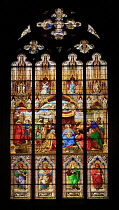 Germany, North Rhine Westphalia, Cologne, Cologne Cathedral, The Bavarian Stained Glass Windows, Window of the Adoration of the Magi.