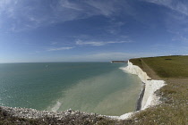 England, East Sussex, View along the Seven Sisters at Flagstaff point near Crowlink.