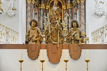 Germany, Bavaria, Wurzburg, Neumunster Church, Statues of the 3 Martyrs Colonan Kilian and Totnan.