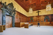 Germany, Bavaria, Nuremberg, Nuremberg Palace of Justice, Memorium Nuremberg Trials Museum, Courtroom 600.