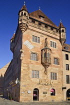 Germany, Bavaria, Nuremberg, Nassauer Haus with Chorlein or Oriel window.