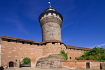 Germany, Bavaria, Nuremberg, Kaiserburg or Imperial Castle, Entrance Gate and Sinwell Tower.