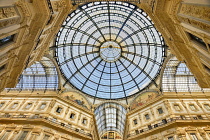 Italy, Lombardy, Milan. Galleria Vittorio Emanuele, Looking upwards towards the dome.