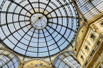 Italy, Lombardy, Milan. Galleria Vittorio Emanuele, Looking upwards towards the dome.