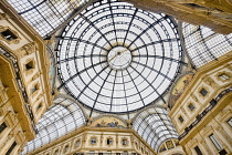 Italy, Lombardy, Milan. Galleria Vittorio Emanuele, Looking upwards towards the dome.