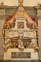 Italy, Tuscany, Florence, Basilica di Santa Croce,Tomb of Michelangelo.