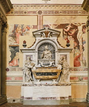 Italy, Tuscany, Florence, Basilica di Santa Croce, Tomb of the astronomer Galileo Galilei.
