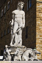 Italy, Tuscany, Florence, Piazza della Signoria, Fountain of Neptune.
