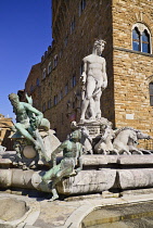 Italy, Tuscany, Florence, Piazza della Signoria, Fountain of Neptune.