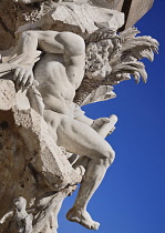 Italy, Rome, Piazza Navona, Fontana dei Quattro Fiumi  or Fountain of the Four Rivers, Zeus statue.