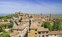 Italy, Tuscany, Val D'Orcia, Montalcino hill town seen from ramparts of the medieval towns fort La Fortezza.