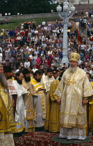 Russia, Volgograd, Outdoor Orthodox service.