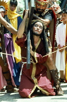 Philippines, Marinduque Island, Easter re-enactment of the crucifixion of Jesus Christ.
